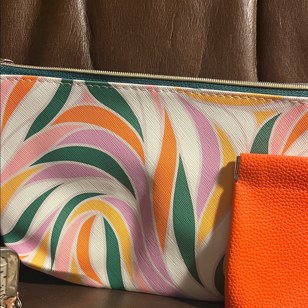 Rustic Cuff Teal Drawstring & Orange Floral Coin … - image 7